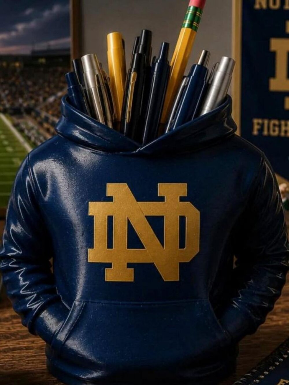 Notre Dame Fighting Irish Hoodie Pen Holder - 3D Printed Desk Organizer